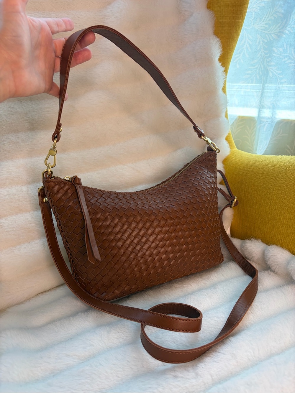 The Sak Juniorr Woven Leather Hobo Bag in Cognac - Picture 10 of 11